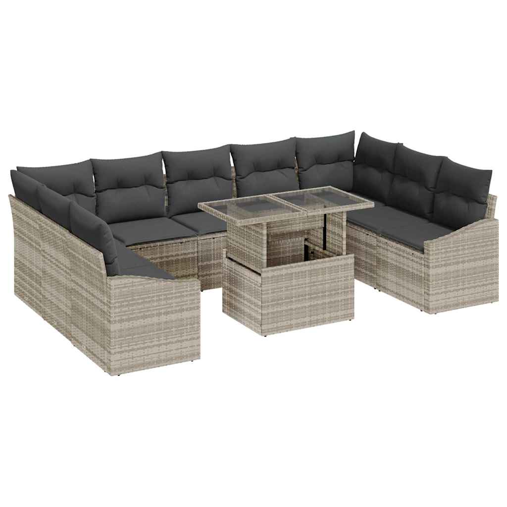 Garten-Sofa-Set 10 pcs Hellgrau und Dunkelgrau 100 x 55 x 73 cm